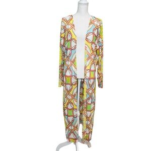 Jolie & Joy Mesh Sheer Swim Suit Cover Up Equestrian Print Open Front Womens 2X